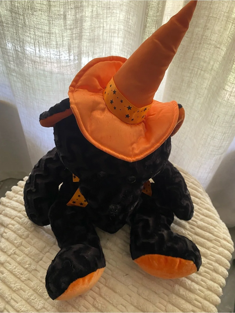 Vintage Sugar Loaf Halloween Black Bear Witch Hat Plush Stuffed Animal